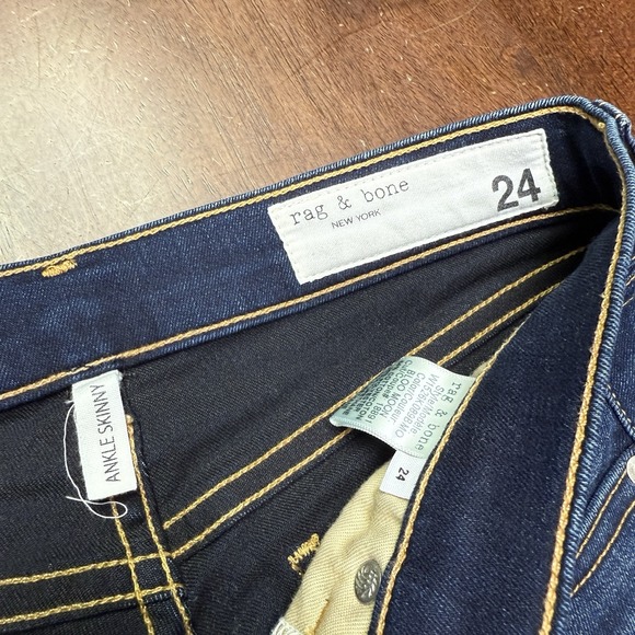 Rag And Bone Womens Blue Solid Ankle Skinny Bloo Moon Jeans Denim Pants Sz 24‎ - Picture 3 of 8